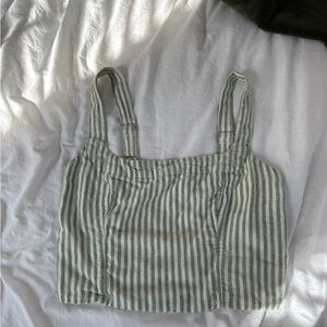 Abercrombie & Fitch Green and White Striped Tank Top